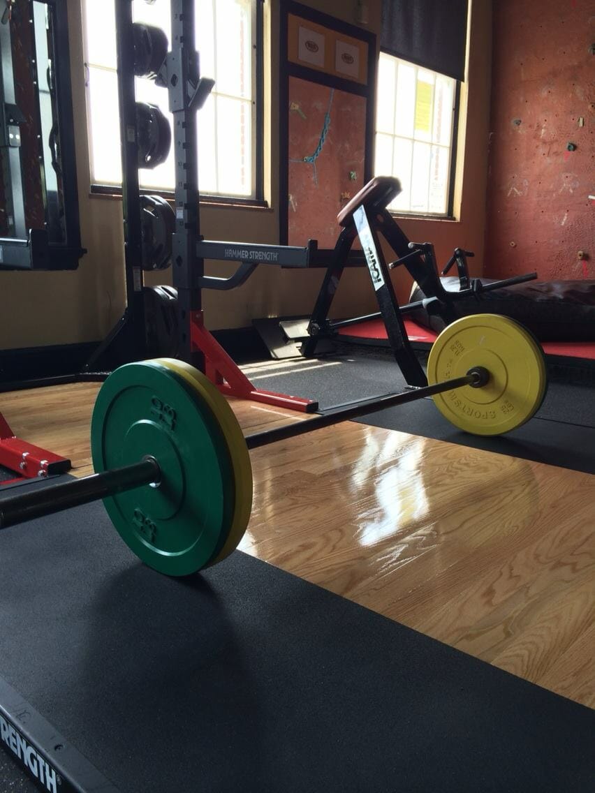 free weights laying on the floor