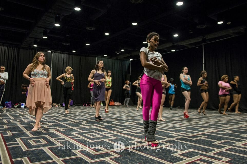 Crystal Belcher leading a dance workshop at PoleCon.