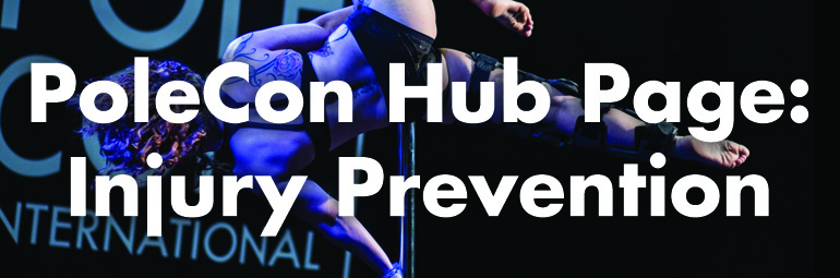 Image of vendor booth with text: PoleCon Hub Page: Injury Prevention