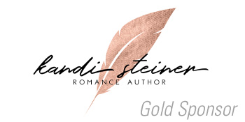 Kandi Steiner, Romance Author, logo and text "gold sponsor".