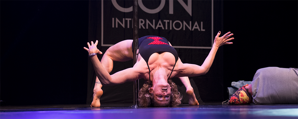 Pole dancer performs during the Creepy Showcase.