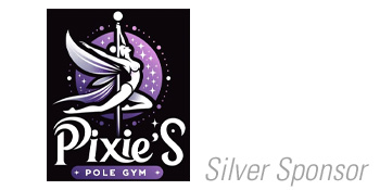 Pixie's Pole Gym logo and Silver Sponsor text adjacent