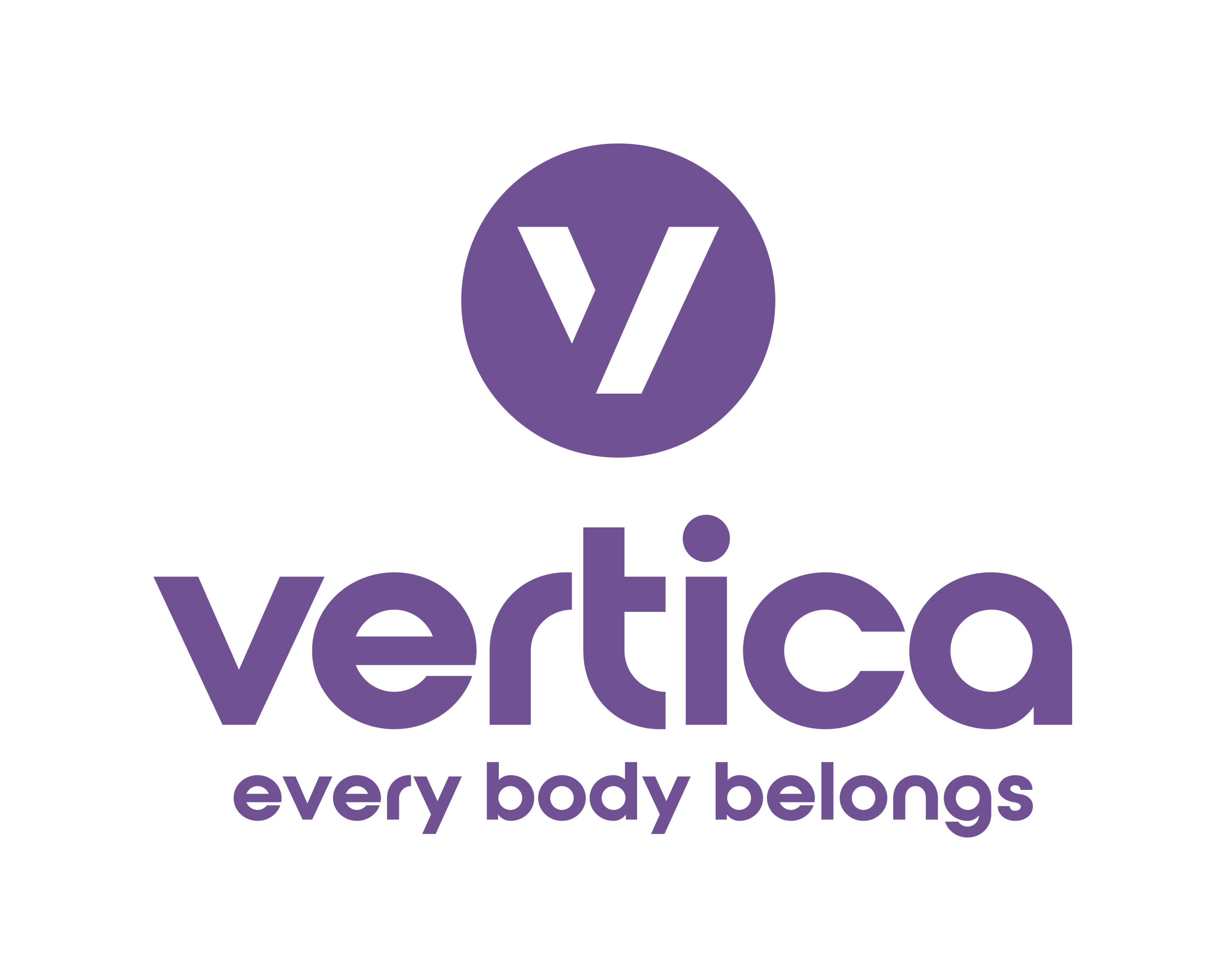 Vertica logo. Text Tagline: Every Body Belongs