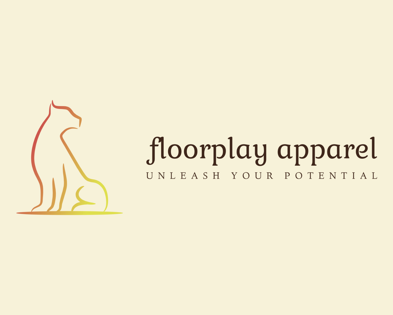 Floorplay Apparel Logo with Big Cat silhouette. Tagline: "Unleash Your Potential"